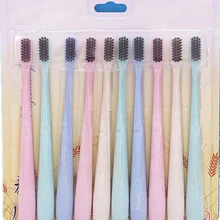 10 шт./компл. Экологичная бамбуковая зубная щетка для взрослых es древесный уголь Нано ультра мягкая зубная щетка для гигиены полости рта головы Уход за полостью рта