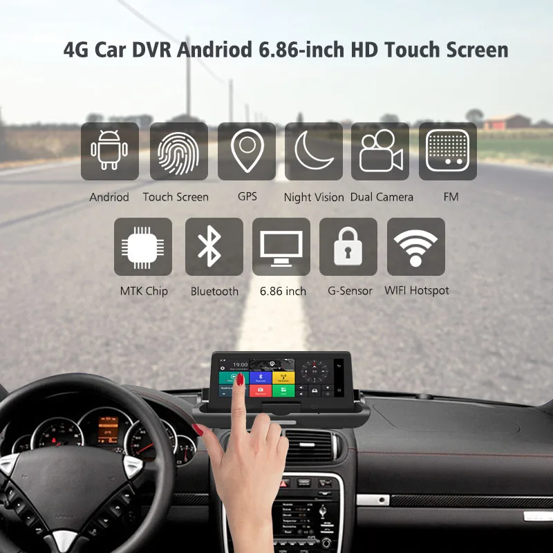  FANSICOUK 3G/4G Car DVR ADAS Dash Cam GPS Navigator FHD 1080P Android WiFi Video Recorder 8''Dual L