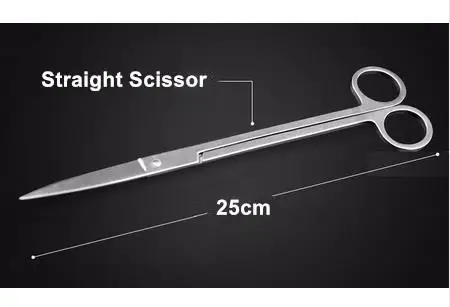 Нержавеющая сталь аквариум прямой Изогнутый пинцет, ножницы, скребок для водорослей, инструмент для очистки аквариума - Цвет: 25cmstraight scissor
