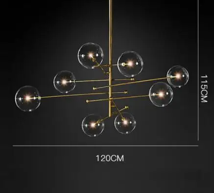 Современный дизайн стеклянный шар на подвеске 6 головок прозрачный стеклянный пузырь лампа люстра для гостиной кухни черный/золотой светильник - Цвет корпуса: 8 lights gold