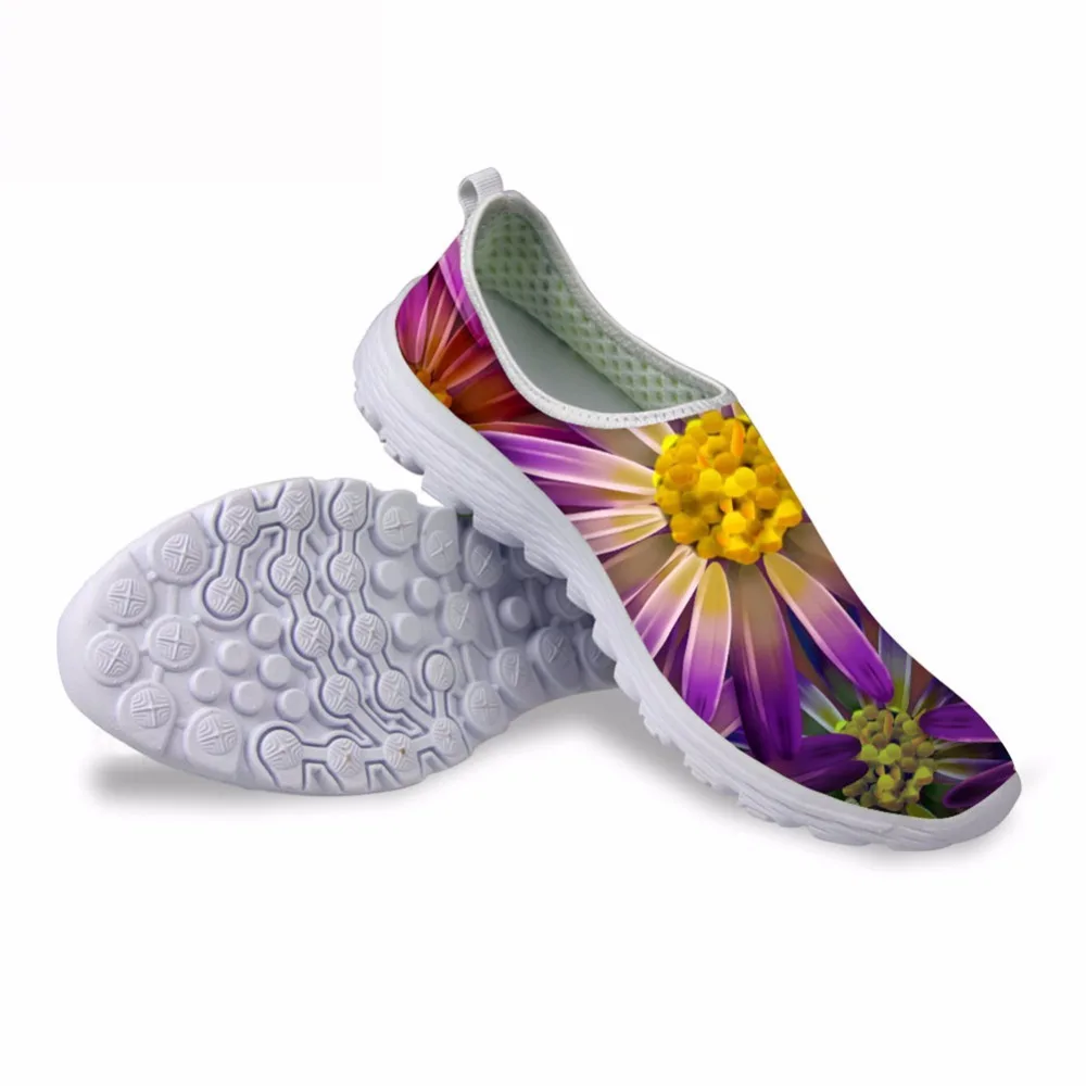 

Noisydesigns Petal flower pattern printed summer air beach spring outing flats 3D cartoon lady casual sports gym lady training