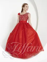 Hot Red One shoulder Floor Length Sequined Tulle Flower Girl Dress Junior Bridesmaid Dress Girls Dress