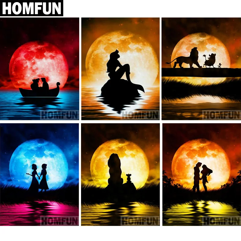 

HOMFUN Full Square/Round 5D DIY Diamond Embroidery "Cartoon moonlight" Diamond Painting Cross Stitch 5D Decor Gift A06813