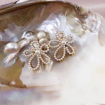 

European Hugely Popular Pearl Bead Weaving Flower Earring Kolczyki Kupe Joyas Jewellery Boucle Oreille Oorbel Ohrringe