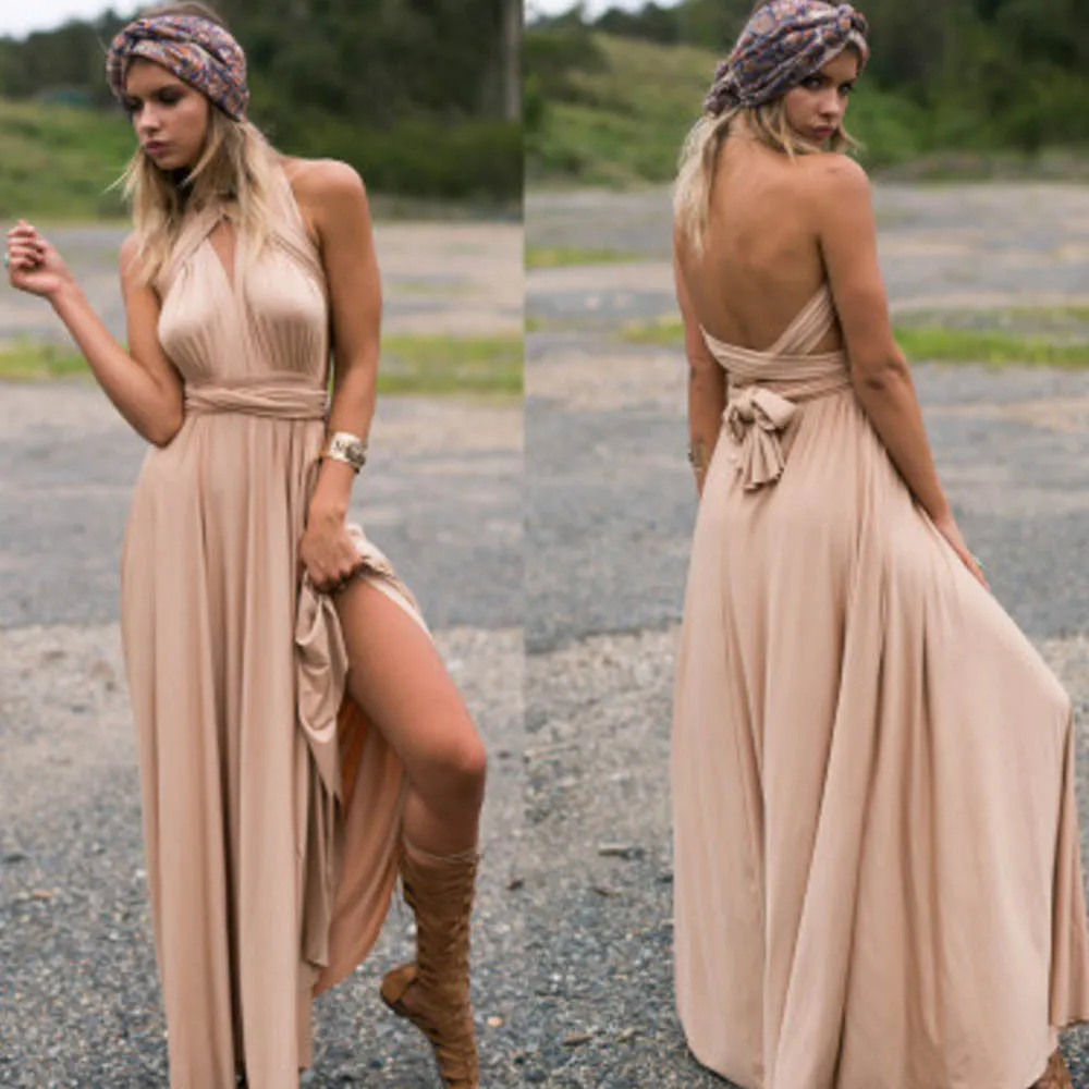Women Dress Sleeveless Halter Bandage Party Evening Elegant Maxi Dresses woman party night dresses vestidos de fiesta