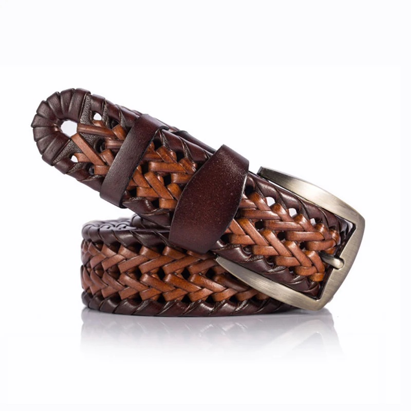 Unisex Braided Belt High Quality COWSKIN Genuine Leather Belt Luxury