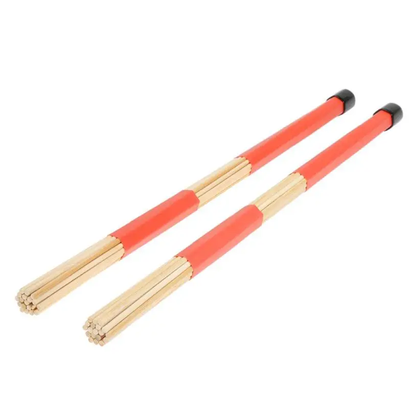1 пара профессиональных бамбуковых дачных джазовых баллад ударные барабанные щетки пачка барабанных палочек с резиновой ручкой 40,5 см красного цвета