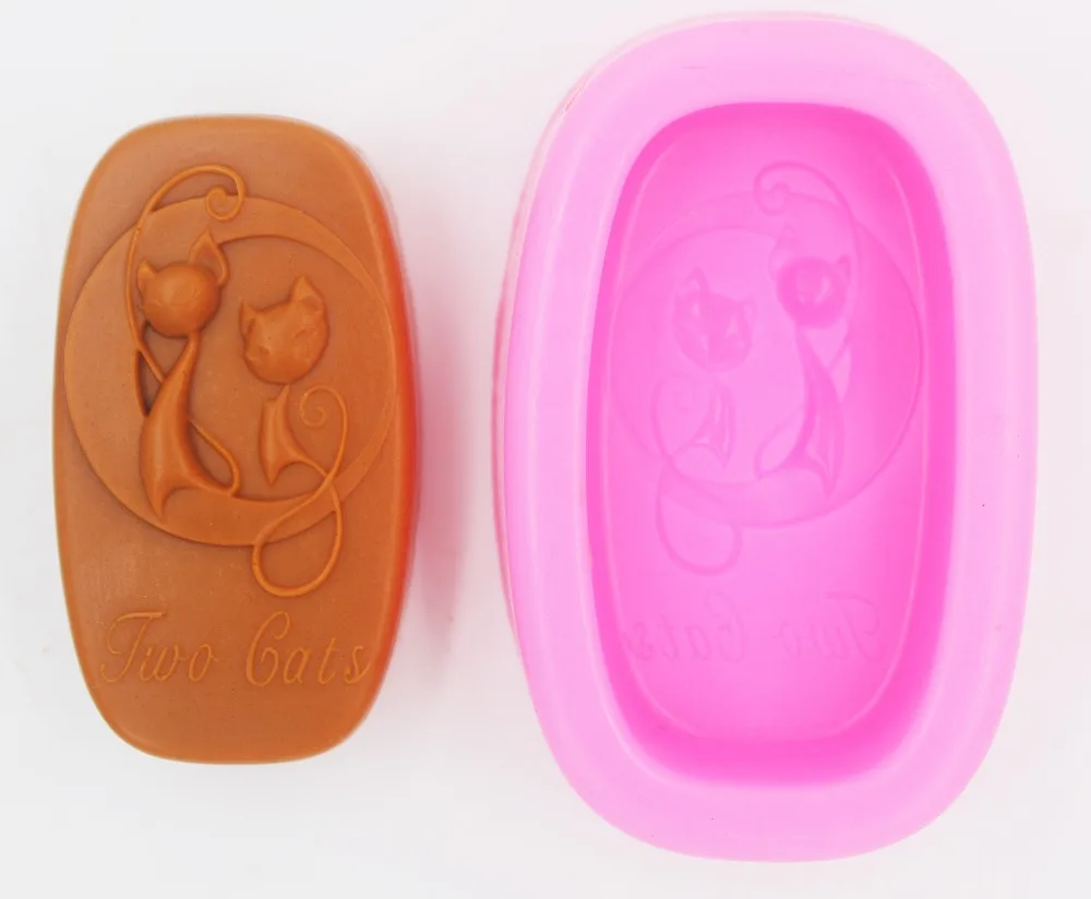 Two Cats Mould S540 Craft Art Silicone 3D Soap Mold Craft Molds DIY Handmade Candle Molds