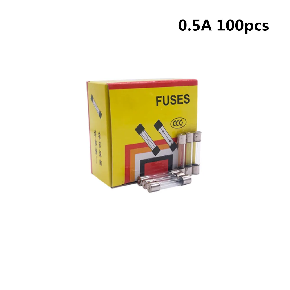 0.5A 100pcs 100 шт./компл. 5x20 мм быстродействующие Стекло трубка предохранители в ассортименте Наборы, быстродействующие Стекло предохранители 0.2A 0.5A 1A 2A 3A 5A 8A 10A 15A 20A - Цвет: 0.5A 100pcs