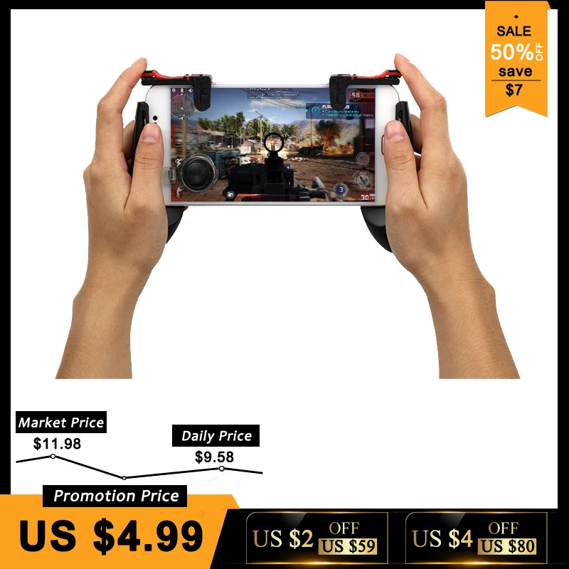 Mobile Phone Controller Gamepad Joystick Shooter Trigger Game Fire Button For IPhone 7 8 Plus X For Android For Pubg 