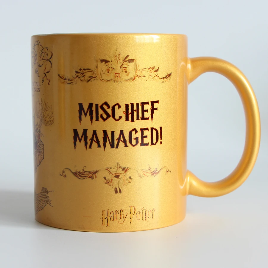 

New Harry Map gold Color ceramic coffee mug cups Potter Marauders Map Mischief Managed Wine Tea Cup Creative Gifts