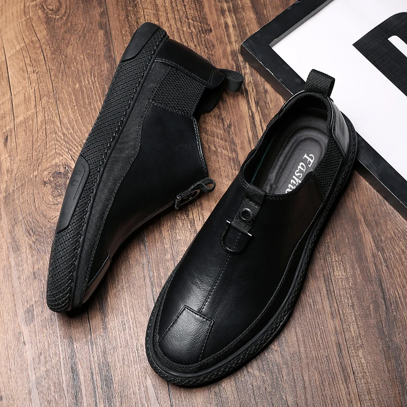 Fashion Sneakers Leather Men's Shoes Solid Color Work Work Casual Shoes zapatos de hombretenis masculino adulto