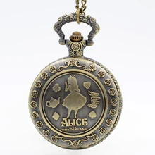 Мода Алиса в стране чудес скульптура Bump девушка узор кварцевые карманные часы аналоговый кулон ожерелье мужские и женские часы подарок