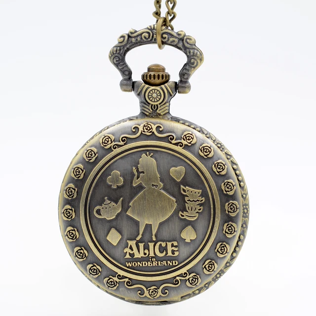 Fashion Alice in Wonderland Sculpture Bump Girl Pattern Quartz Pocket Watch Anal Fashion Alice in Wonderland Sculpture Bump Girl Pattern Quartz Pocket Watch Anal