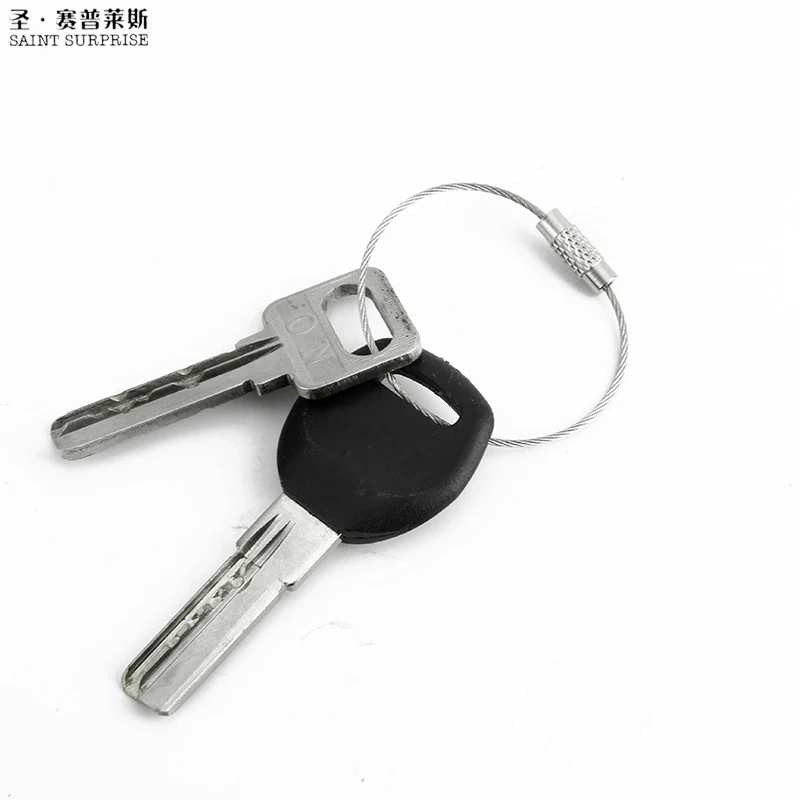 10Pcs Screw Locking Stainless Steel Wire Keychain Cable Rope Key Holder Keyring Key Chain Rings Cable Outdoor Hiking Keychains (1)