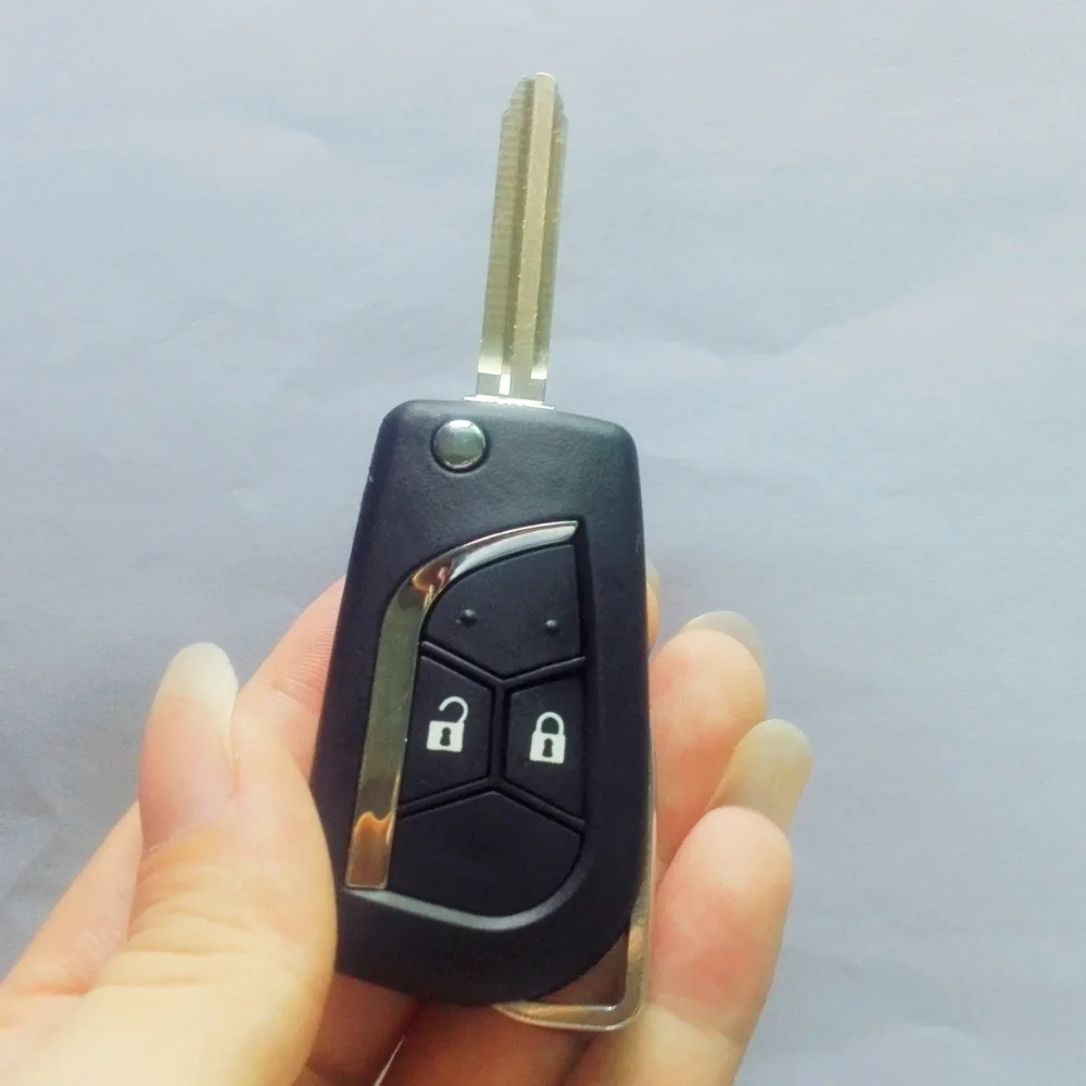 

With Logo Modified folding Remote Key Case Shell For Toyota Rav4 Corolla Hilux Yaris Avalon Echo Prado TOY43 2 Button Fob