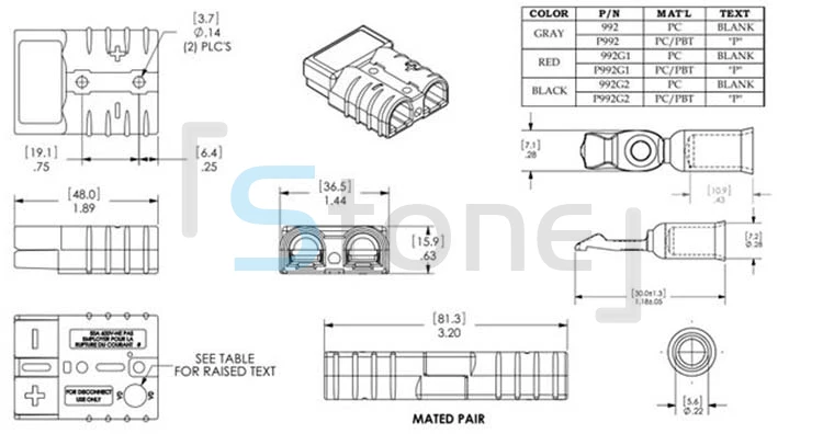 2 шт черный 1-7/" x 1-7/16" x 5/" SB50A 600V батареи вилки ж/контакты терминал