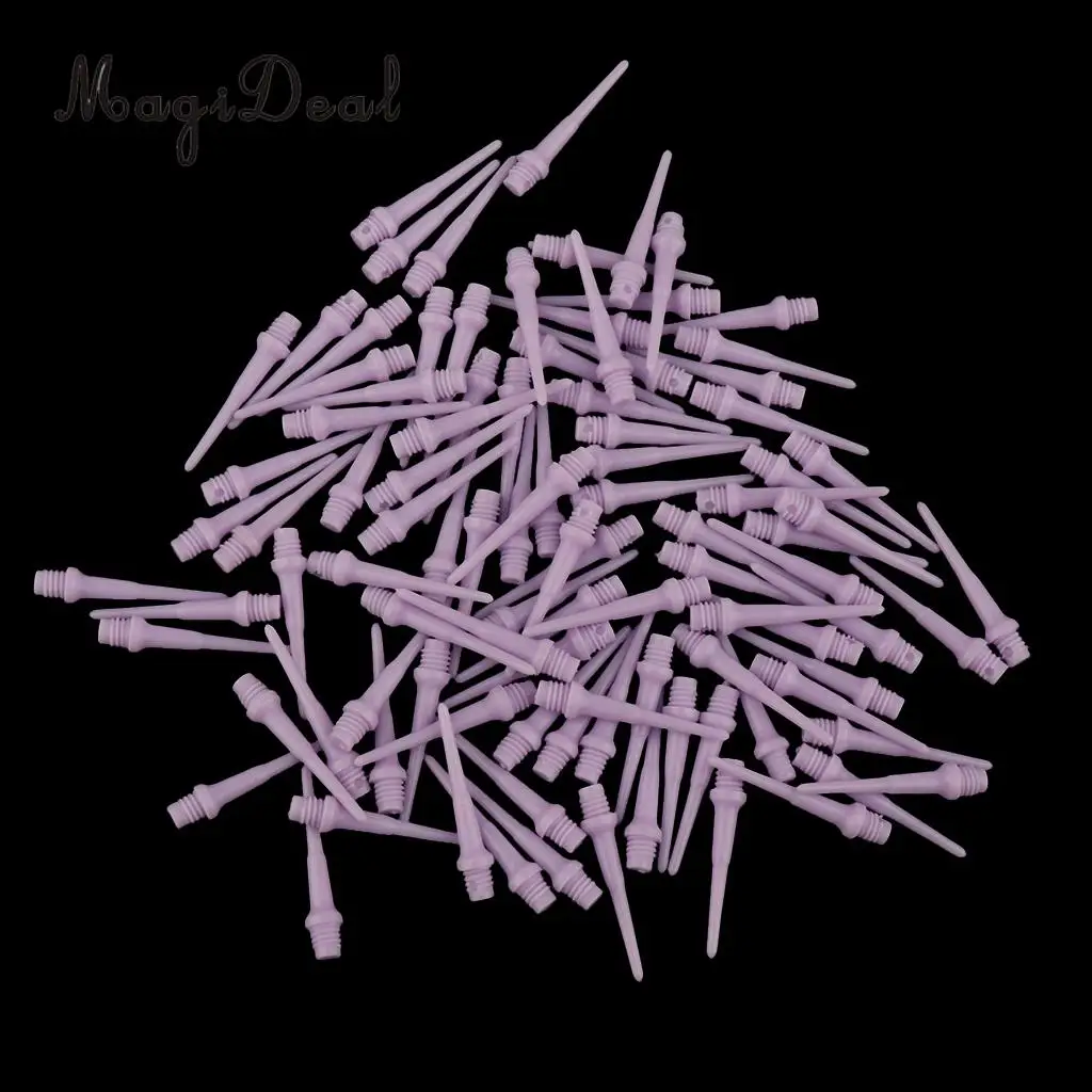 MagiDeal 100 Pieces Dart Soft Tips Points 2BA Standard Darts Needle Purple