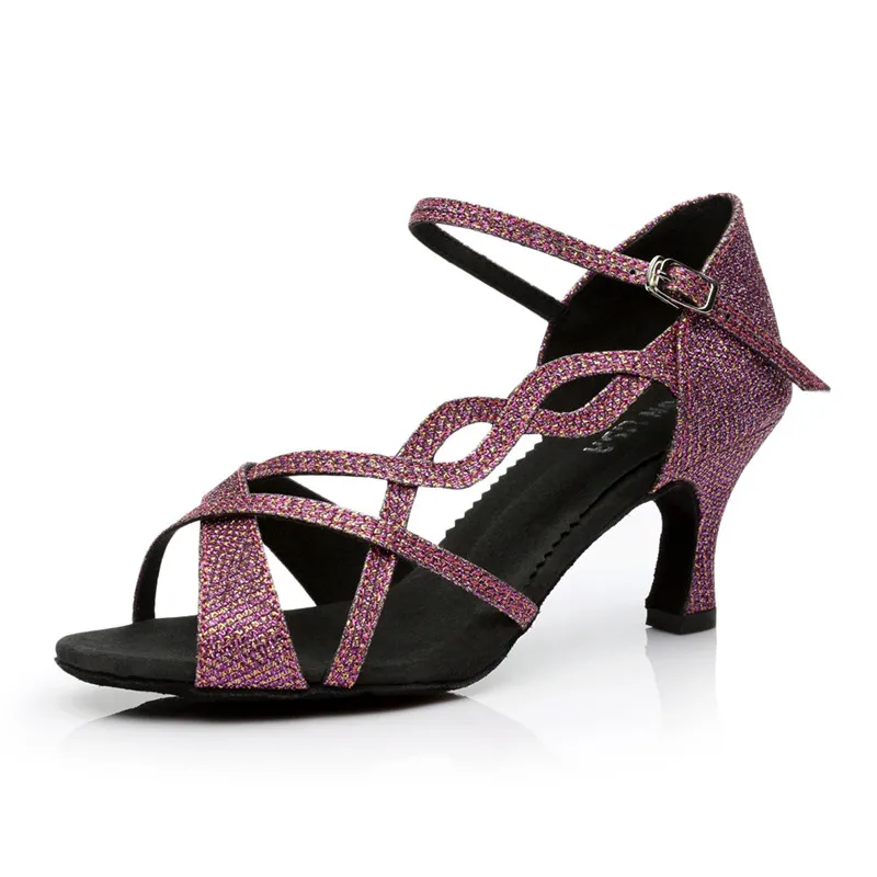 SUN LISA/женская танцевальная обувь для девушек на высоком каблуке; обувь для сальсы, Танго, бальных танцев, латинских танцев - Цвет: Purple 63mm Heel