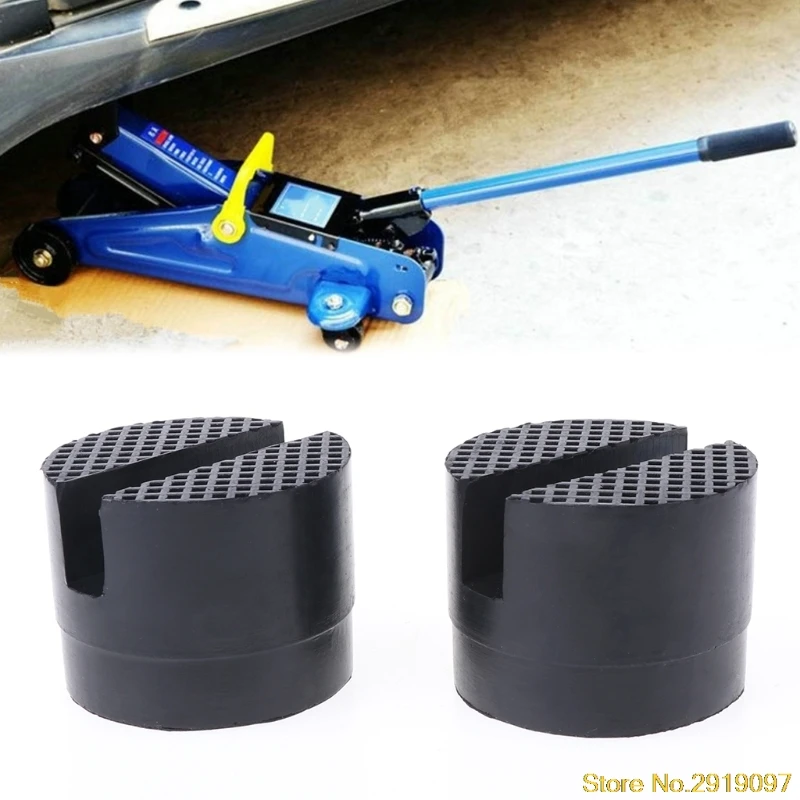 

2018 New 2Pcs/lot Black 50x37mm Car Auto Slotted Frame Rail Hydraulic Floor Jack Rubber Pad Drop Shipping