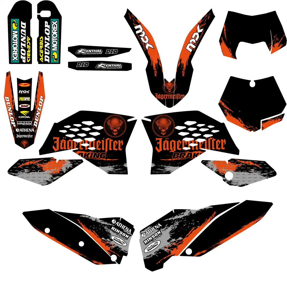 Стикеры команда Графический задний план наклейка для KTM 125 150 200 250 300 350 400 450 525 SX SXF SX-F 2007-2010 SX EXC XCF XC-F 2008-2011 - изображение
