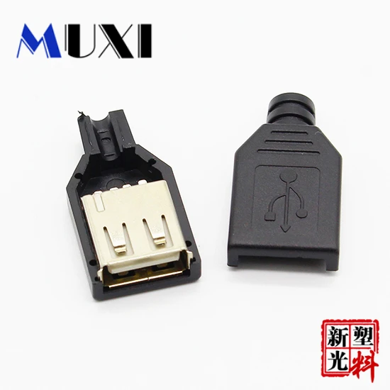 

Promotion!!!!! 10Pcs/Lot USB Coverd by Black Plastic with 4 Pin Female Plug Socket Connector for USB Connector Wire Connector