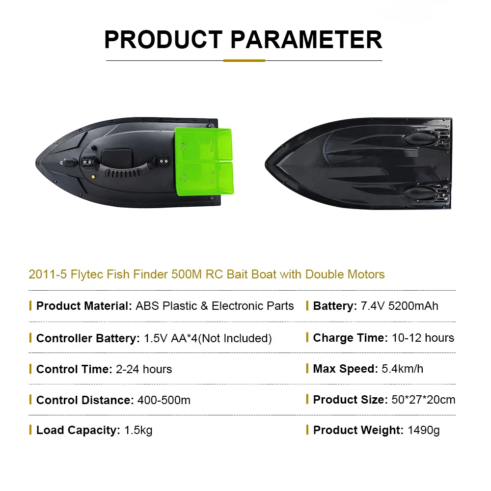 Flytec 2011-5 Fish Finder Fisch Boat 1.5kg Loading 500m Remote Control Fish Boat Fishing Bait Boat Electric RC Boat Ships (12)
