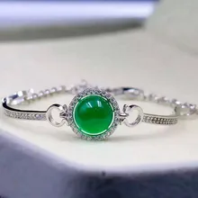 Натуральный Зеленый Халцедон Браслет 925 серебро натуральный зеленый драгоценный браслет моды ювелирных украшений для женщин