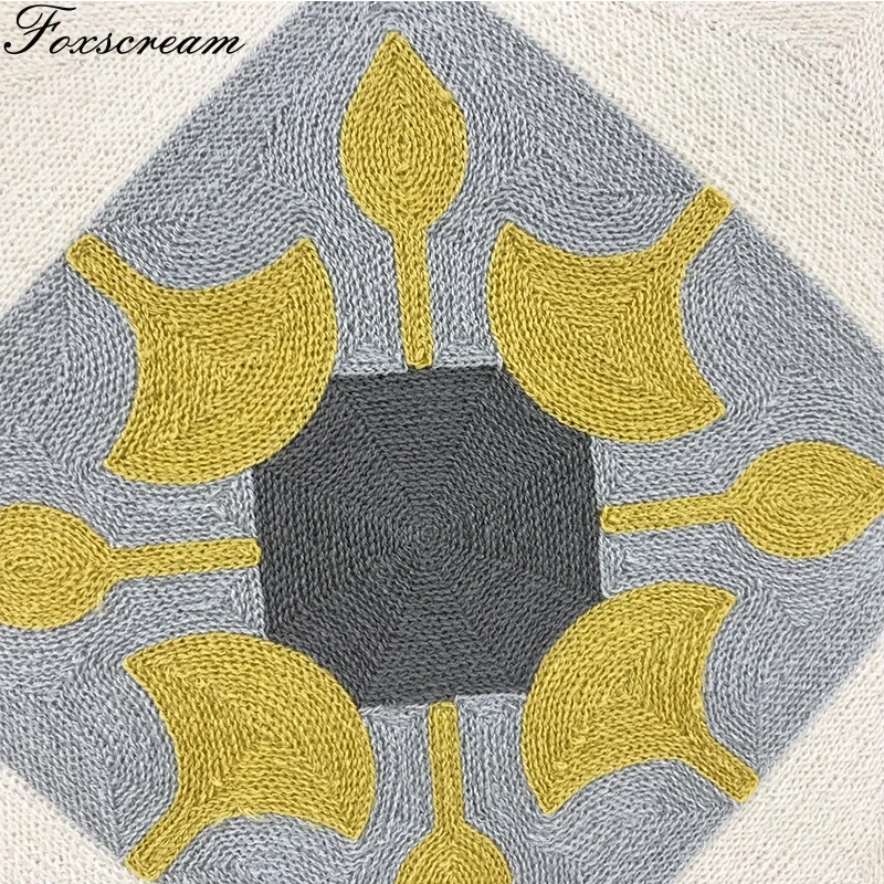Серый чехол для подушки с вышивкой геометрический Марокканская Подушка Чехол с вышивкой для SofaThrow декоративные подушки украшения для дома 45*45 см