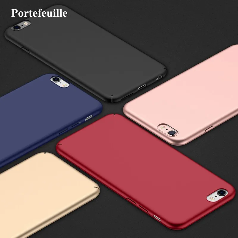 Portefeuille Ultra Slim Hard PC Protective Case Matte Cover For iPhone 7 Plus 6 6S 5 5S SE 5SE Luxury Brand 360 full Accessories (5)