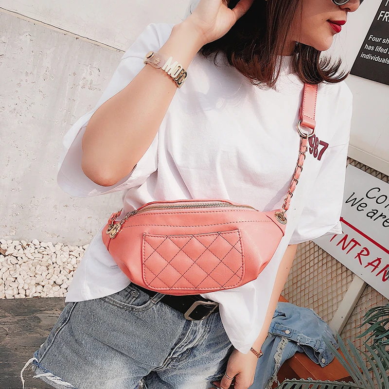 Janespri Fashion Waist Bag Women Fanny Waist Packs High Quality Quilted Belt Bag PU Leather Ladies Handbag Crossbody Chest Bag (19)