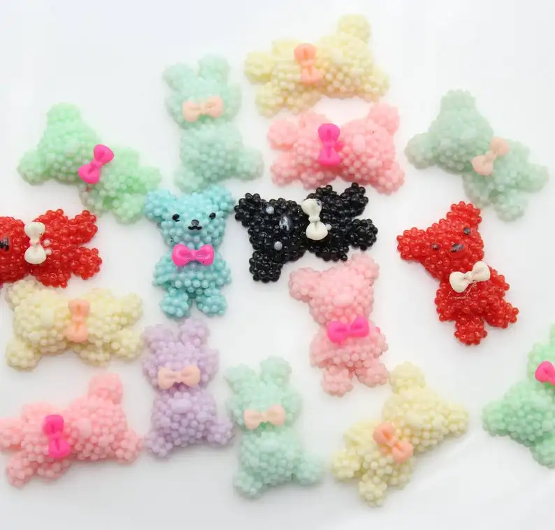 

300pcs Assorted Color Bear resin Cabochons Bear Decoden Flat Back Cabochons Jewelry Making