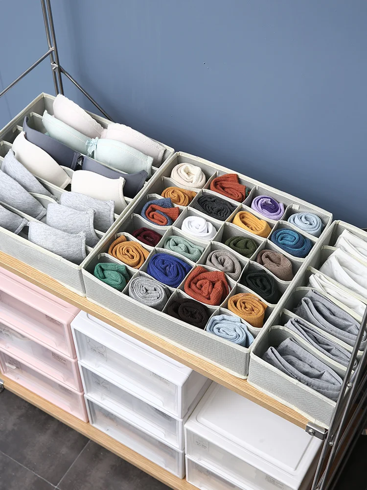 3pcs/set Underwear Drawer Organizers For Home Folding Bra Socks Storage Organizadores With Zipper Non-Woven Underwear Organizer