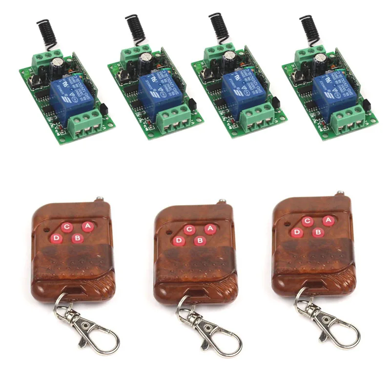 Sleeplion DC 12V 10A 1CH Relay 3 4 key wireless RF Control Switch Transmitter 4 font
