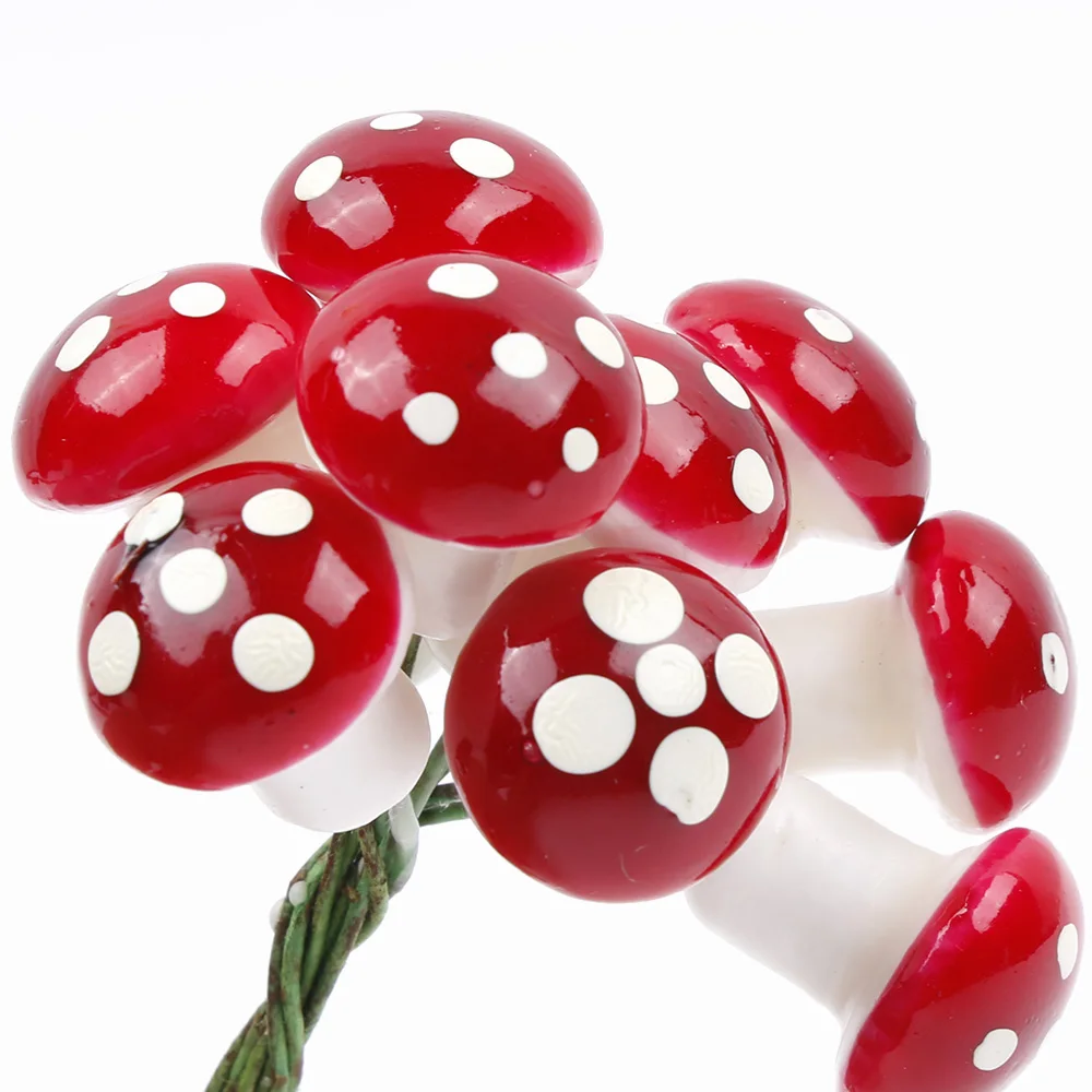 

10Pcs Mini Red Mushroom Foam Fairy Garden Ornament Flower DIY Craft Party Gift Artificial Mushroom Plant Decor Desk