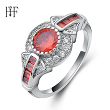 Модные кольца серебряного цвета для женщин с овальным красным кубическим цирконием, кристалл aneis anel bague, трендовые ювелирные изделия, Женское кольцо на палец