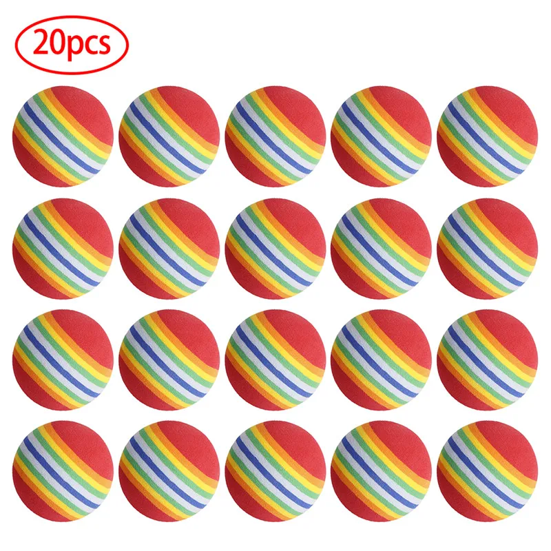 

20Pcs 38mm EVA Foam Soft Rainbow Stripe Golf Training Balls Swing Golf Club Beginner Practice Training Aids Ball Indoor
