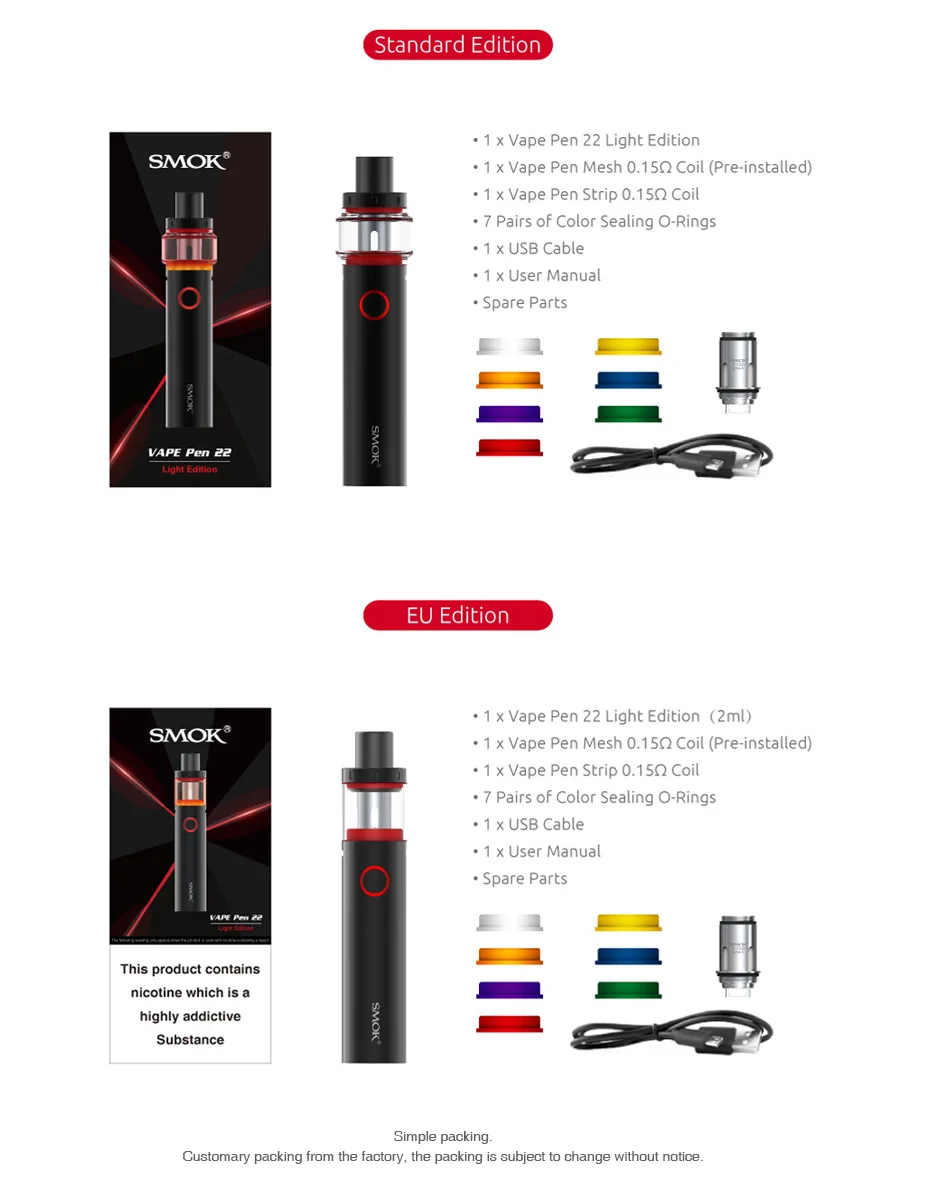 SMOK Vape Pen 22 Light Edition Starter Kit 1650mAh
