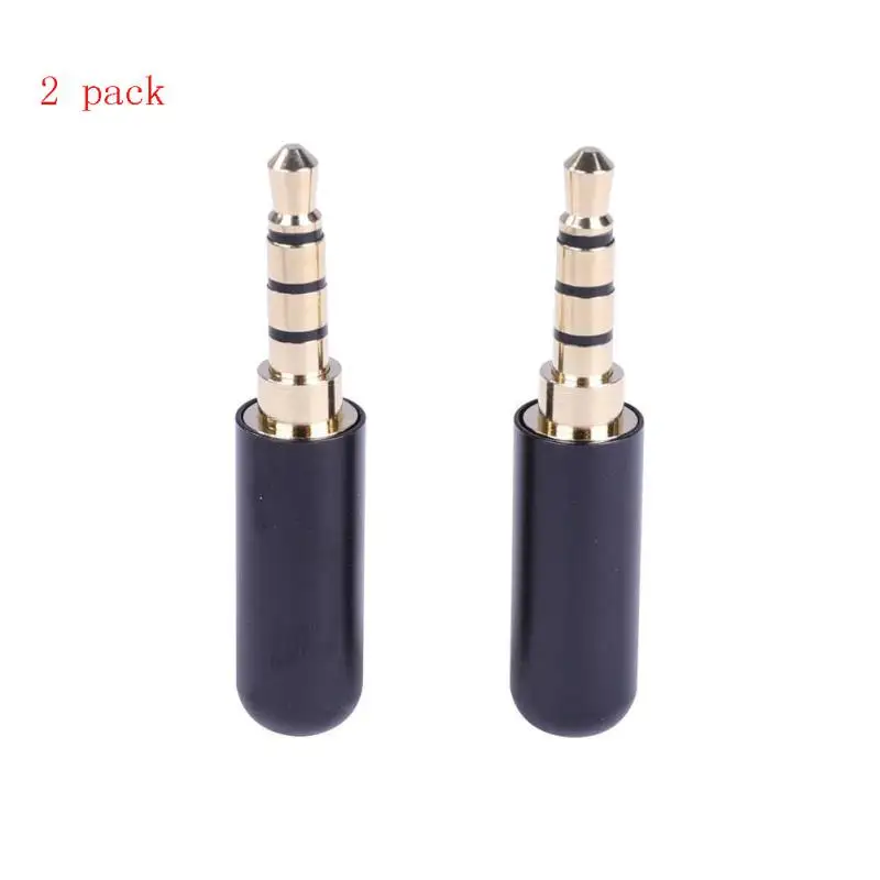 

2pcs Silver/Black 3.5mm Audio Jack Plug 4-Pole Stereo Headphone Extender Connectors DIY Maintenance Accessories