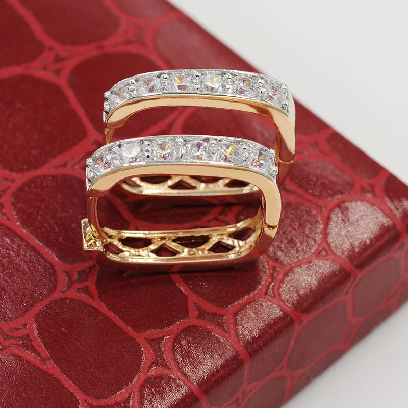 MxGxFam(Заводская распродажа) квадратные серьги-кольца для женщин смешанный золотой цвет Высокое качество AAA+ CZ
