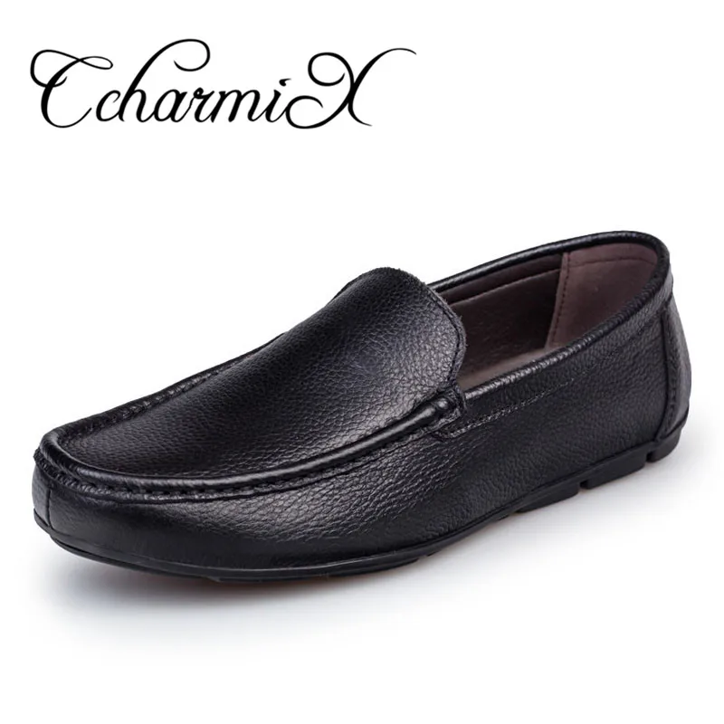 

CcharmiX Big Size 38-47 Mens Italian Leather Shoes Slip On Luxury Brand Male Loafers Genuine Leather Father Casual Moccasins