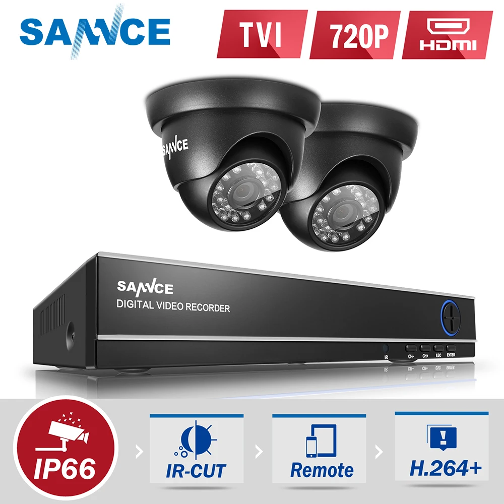 

SANNCE 4CH 720P CCTV DVR 1200TVL Outdoor IR Night Home Security Camera System 4CH 720P CCTV Surveillance kit Black Color