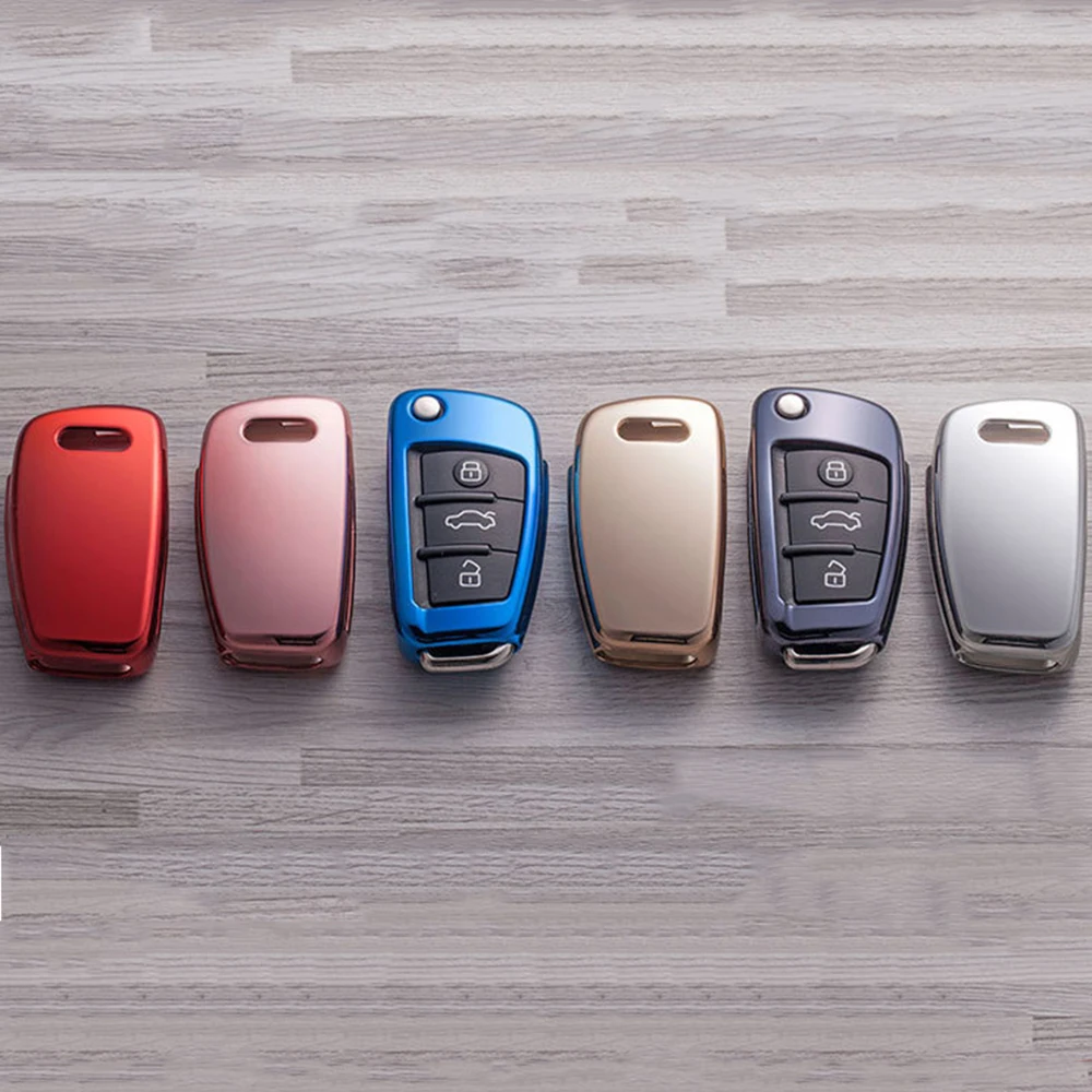 

TPU Car Key Shell Cover Soft Auto Key Protection Cover Case For Audi A3 A4 A6 A8 Q7 S6 Car key Bright Plating Shell High quality