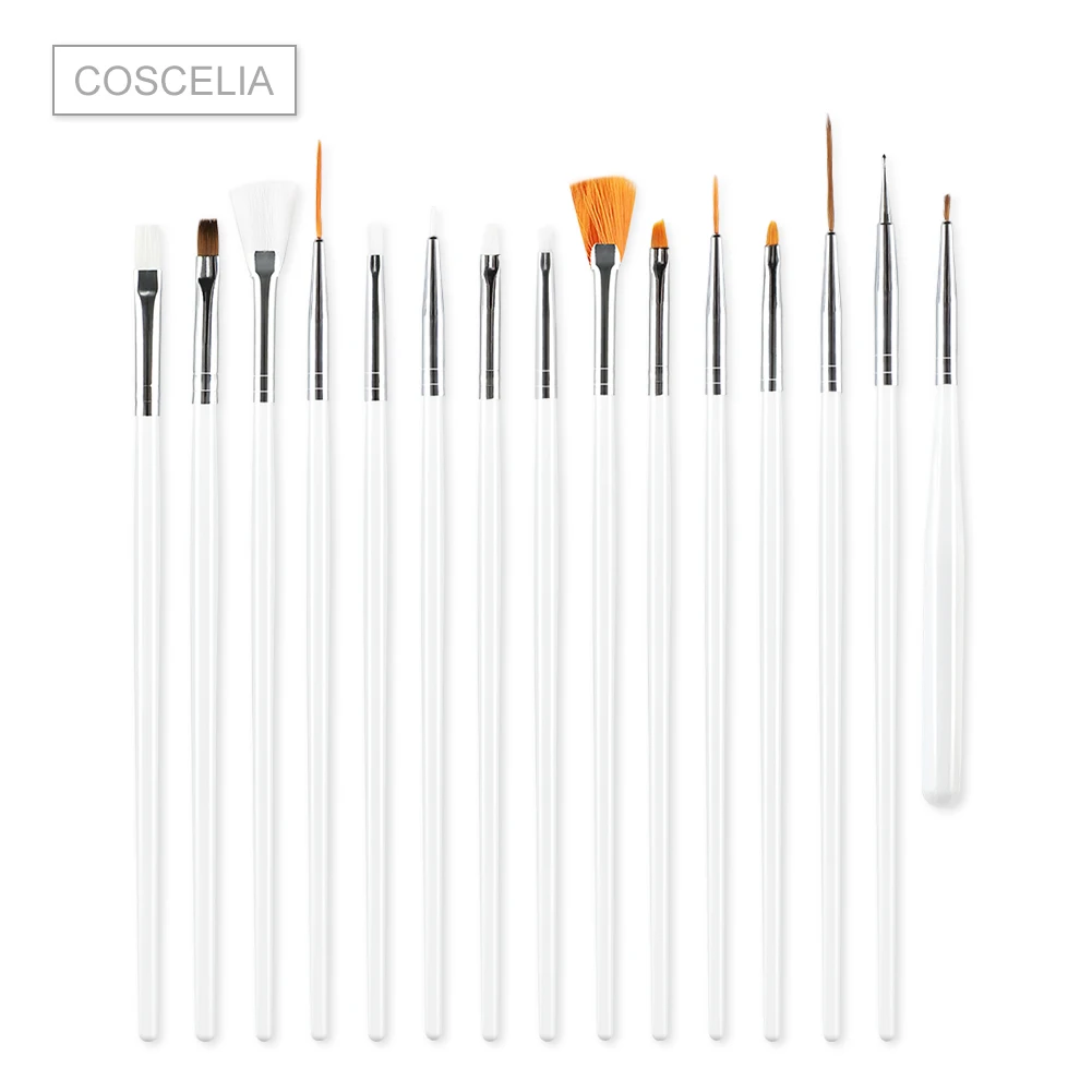 COSCELIA Nail Print Pen Acrylic Nail Art Brush UV Gel Brush Nail Art Brushes For Manicure Nail Art pencil - Цвет: 15pc Nail Brush 02