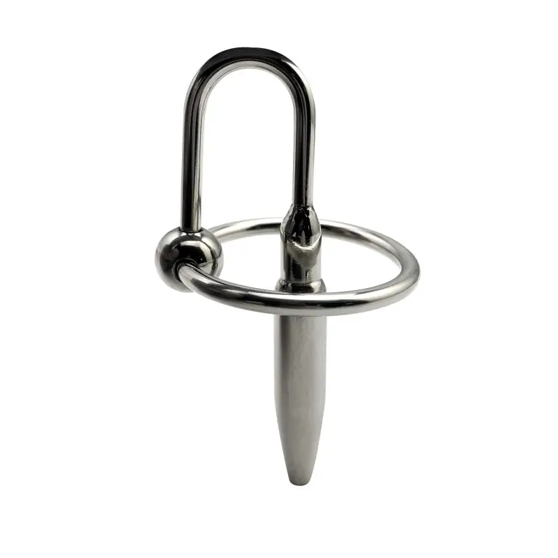 Male small size stainless steel metal urethral penis plug probe Prince Wand massager with pull ring BDSM insert sex toy for men
