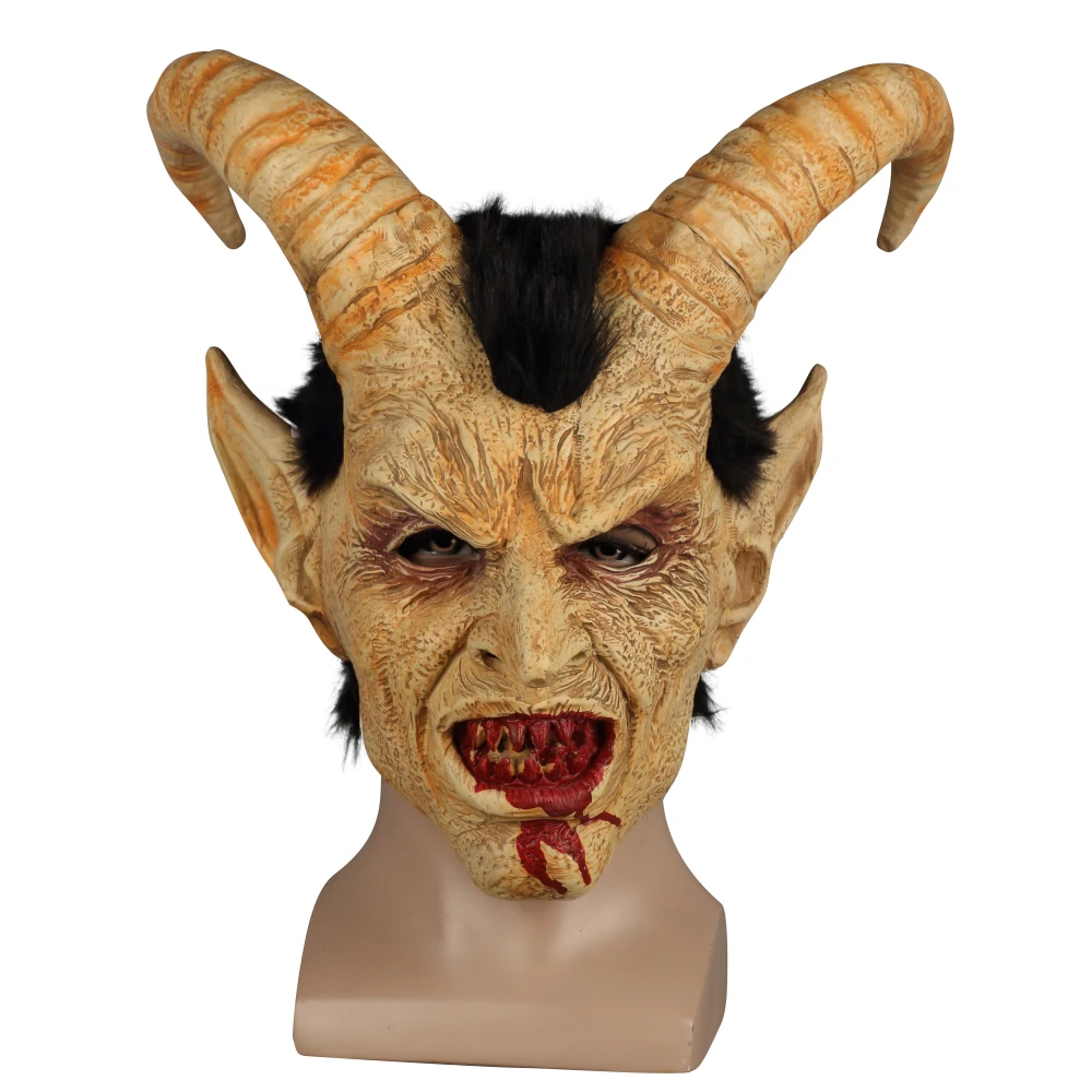 Tanie Straszna maska demon diabeł lucyfer róg maski lateksowe Halloween movie dekoracja cosplay festiwal zaopatrzenie imprezy rekwizyty dorosłych straszne