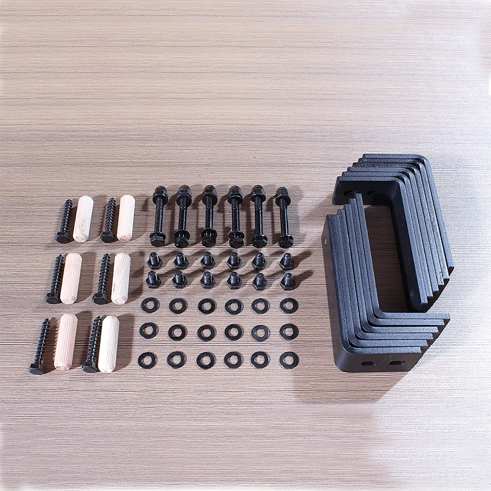 LWZH Sliding Wood Door Bypass Sliding Barn Door Hardware Kit Black Steel T-Shaped Track Rollers for Interior Double Door