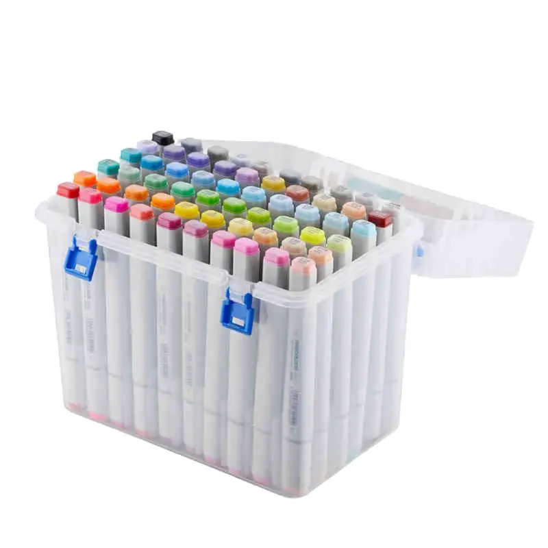 

80 Slot Plastic Carrying Marker Case Holder Storage Organizer Box for Paint Sketch Markers-Fits for Markers Pen from 15mm to 18m