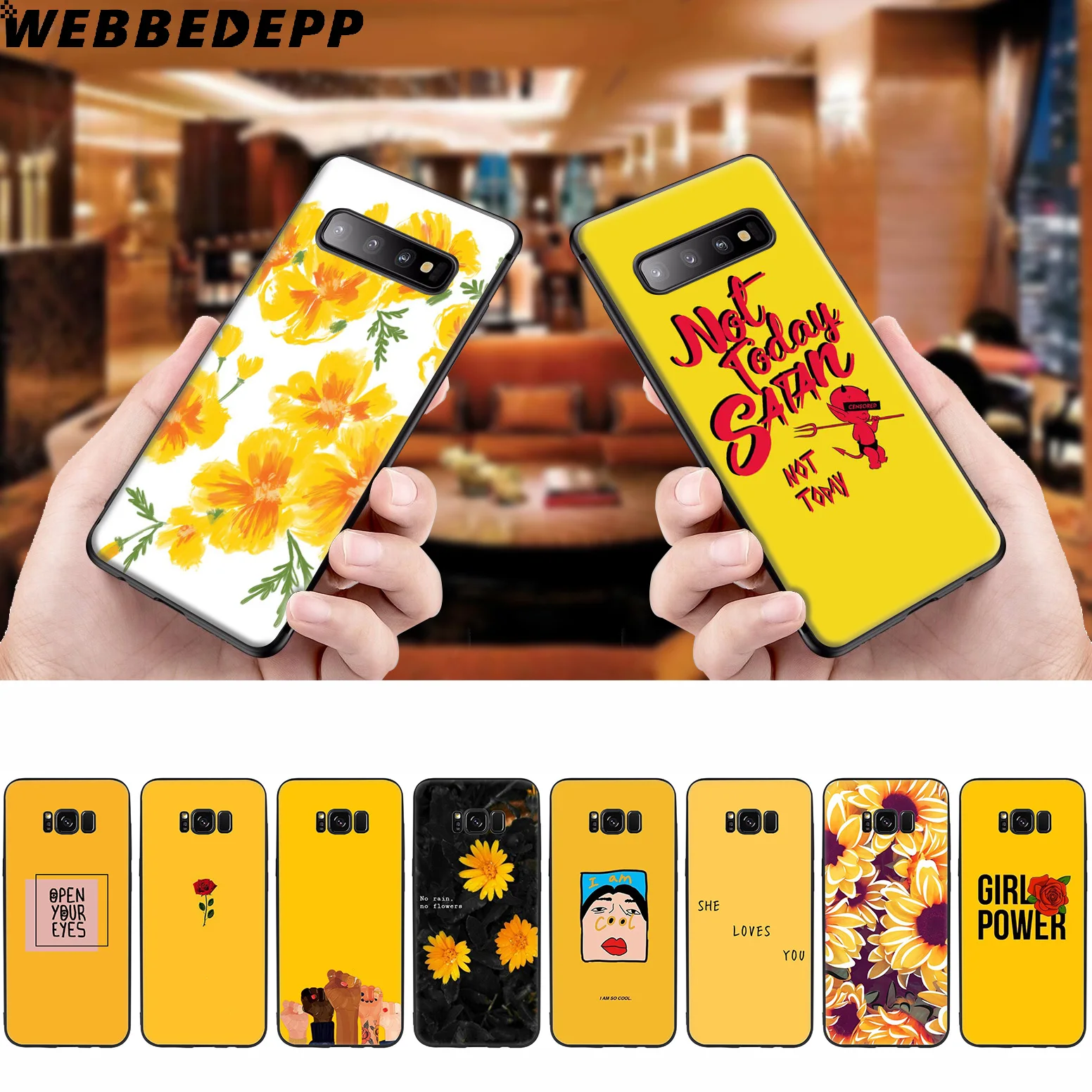 Aesthetics Yellow Pattern Soft Case for Samsung Galaxy S10 S10e S9 S8 Plus S7 S6 Edge &amp J6 2018 Note 10 9 8 |
