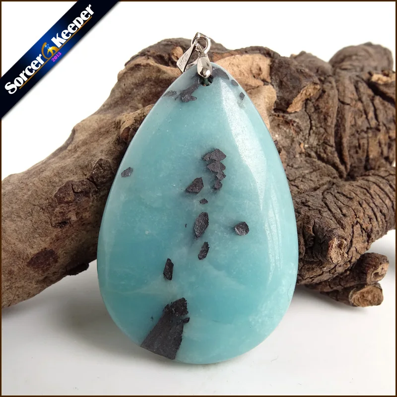 

Natural Blue Amazonite Gem Stones Pendants Beads Fine Jewelry Vintage Style Men Necklace Crystal For Jewelry Making ZS760
